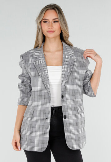 Grijze Geruite Blazer