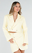 Butter Yellow Cropped Blazer met Gouden Strass Knopen
