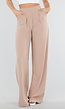 High Waist Beige Linnen Look Tall Broek met Tailleband