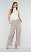 Beige Barrel Pantalon met Plooien en Stretchband