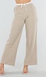 Beige Pantalon met Contrasterende Band