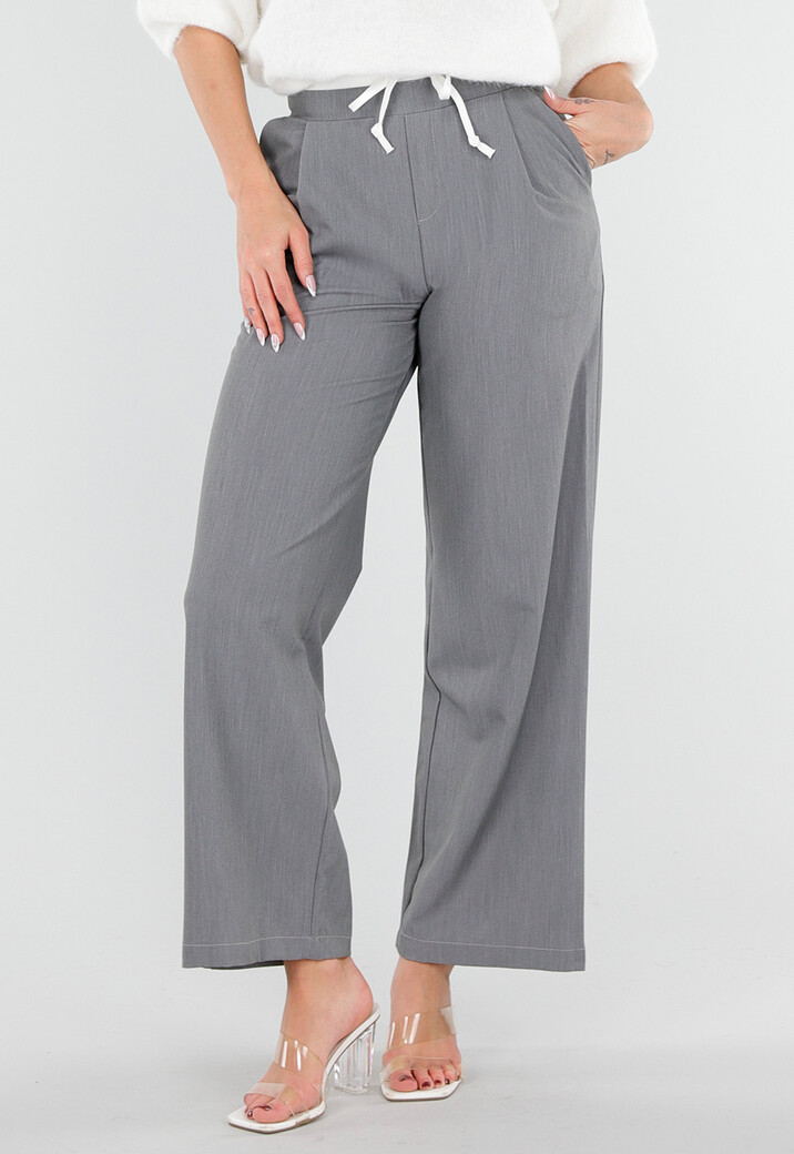 Grijze Pantalon met Stretch en Trekkoord Taille