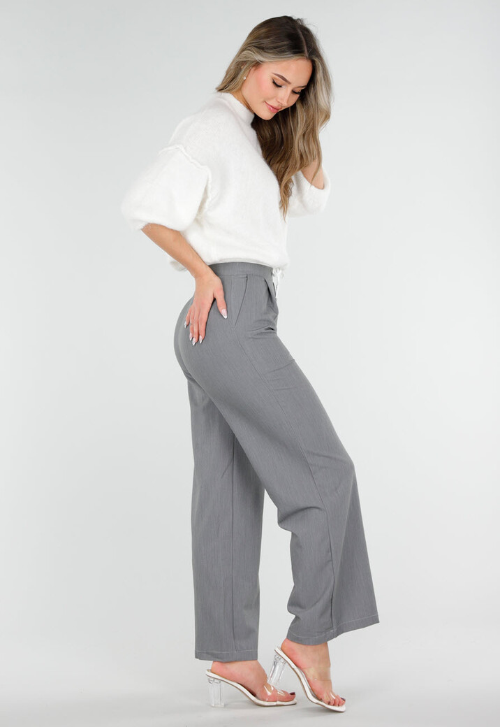 Grijze Pantalon met Stretch en Trekkoord Taille