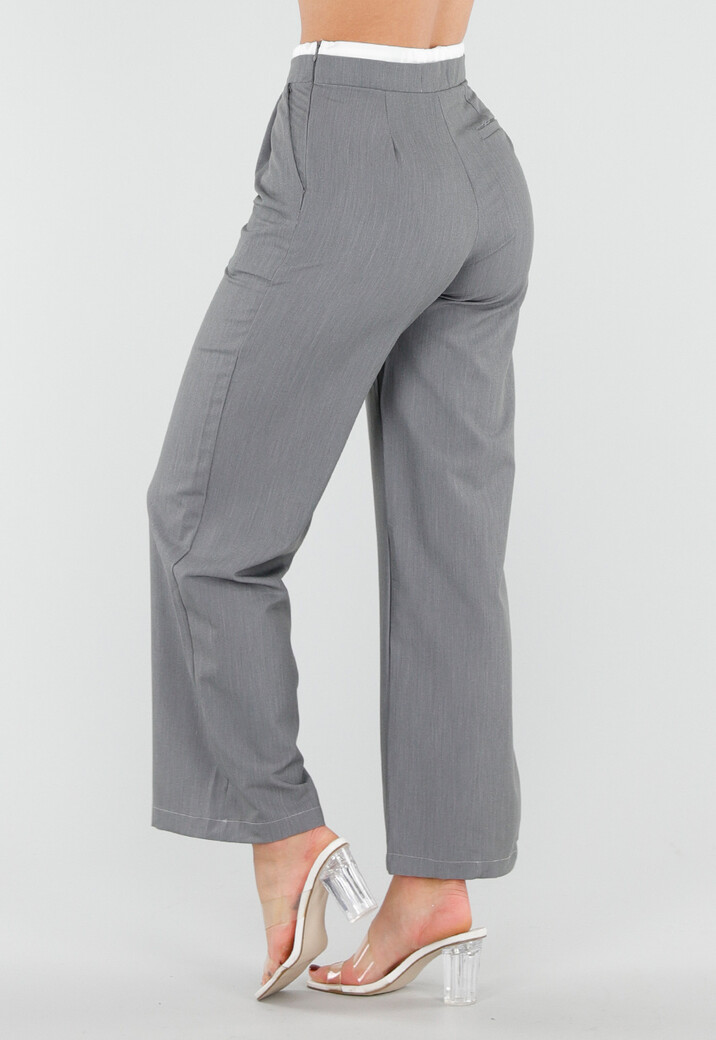 Grijze Pantalon met Stretch en Trekkoord Taille