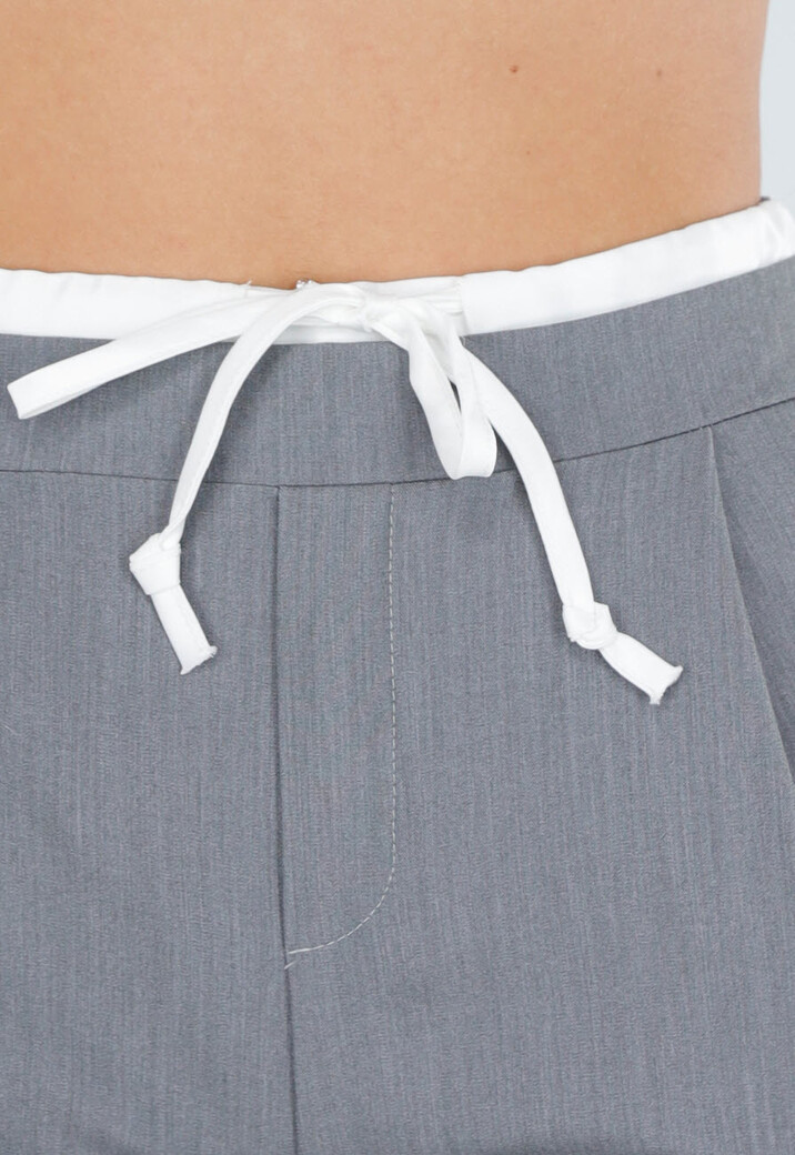 Grijze Pantalon met Stretch en Trekkoord Taille