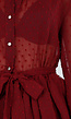 Bordeaux Jurk met Stippenstructuur en Ruffles