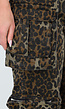 Leopard Print Denim Cargo Broek met Stretch En Zakken