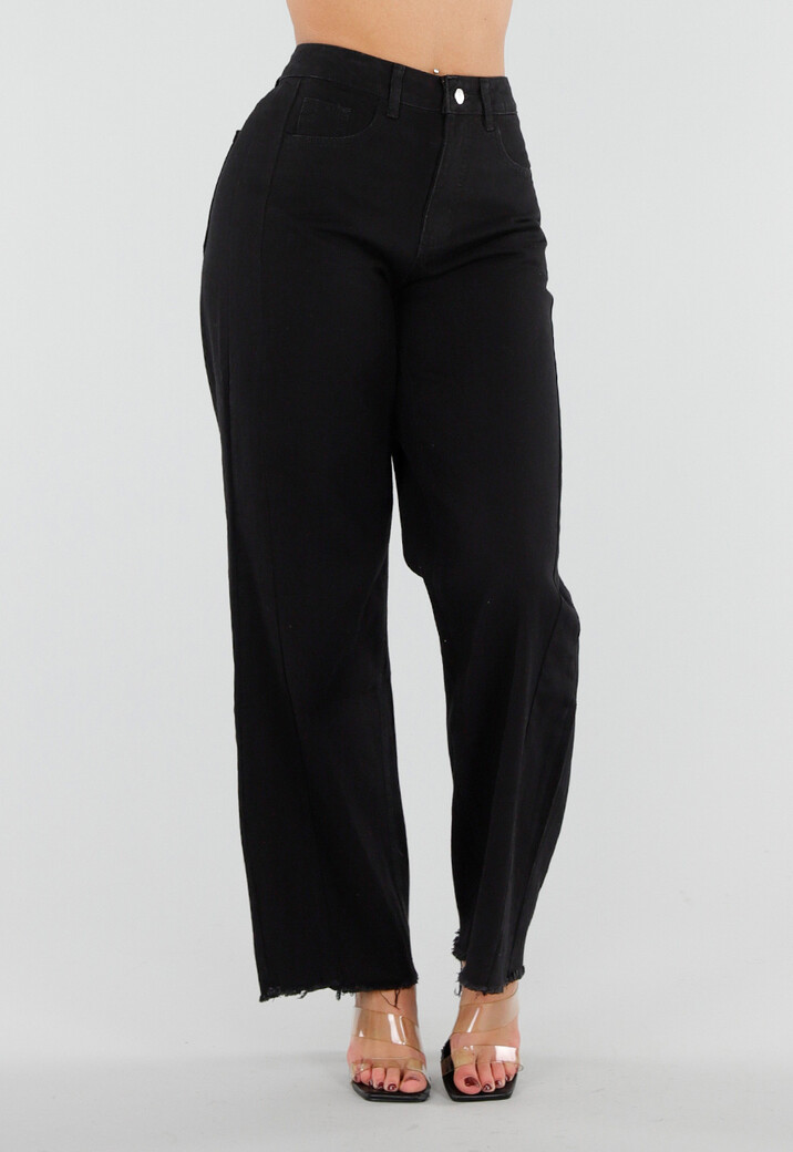 Zwarte High Waist Jeans met Rechte Pijpen