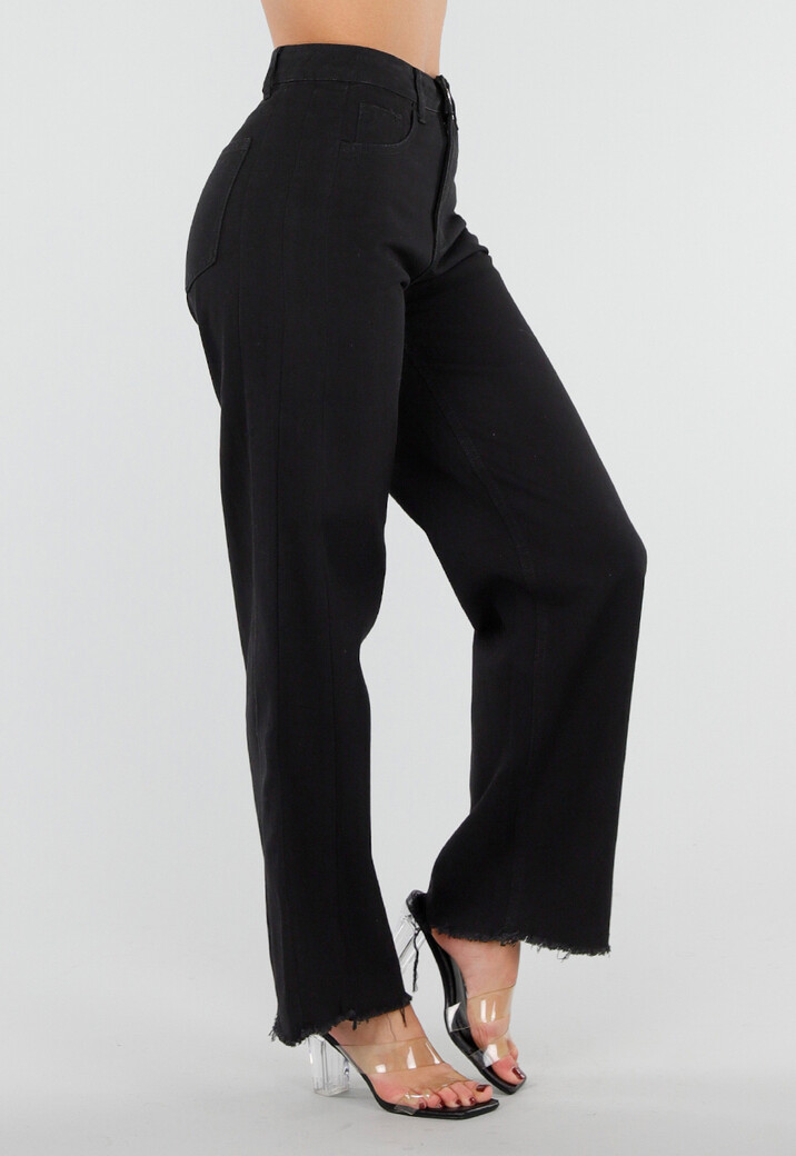 Zwarte High Waist Jeans met Rechte Pijpen