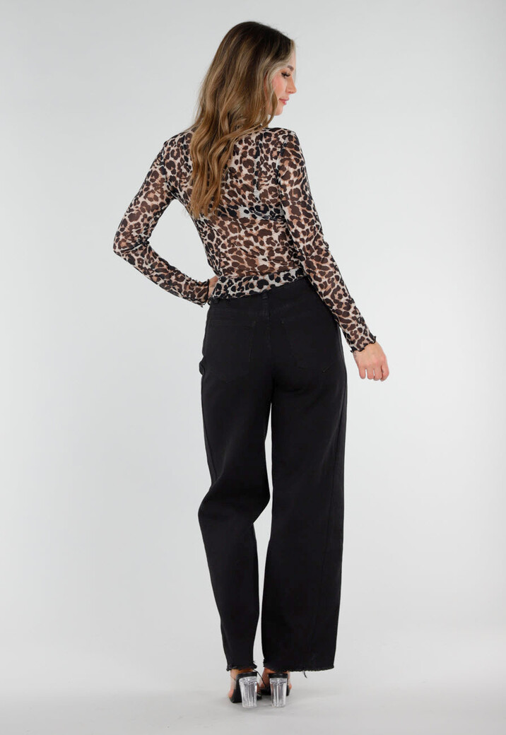 Zwarte High Waist Jeans met Rechte Pijpen