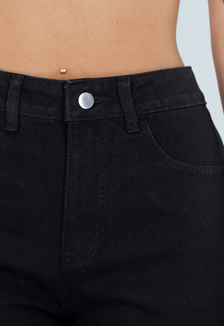 Zwarte High Waist Jeans met Rechte Pijpen