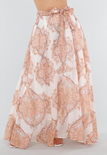 Oranje Maxi Rok met Paisley Print