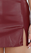Bordeaux Lederlook Skort met Split En Blinde Rits