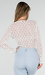 Witte Kant Top met Ruches en Lange Mouwen