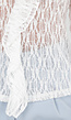 Witte Kant Top met Ruches en Lange Mouwen