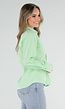 Mintgroene Blouse met Stropdas en Lange Mouwen