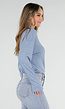 Blauwe Gestreepte Polo Longsleeve met Stretch