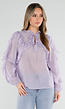 Lila Ruffle Blouse met Strikdetail en Lange Mouwen