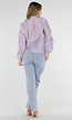 Lila Ruffle Blouse met Strikdetail en Lange Mouwen