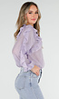 Lila Ruffle Blouse met Strikdetail en Lange Mouwen