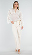 Beige Ruffle Blouse met Lange Mouwen en Striksluiting