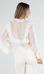Beige Ruffle Blouse met Lange Mouwen en Striksluiting