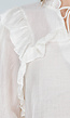 Beige Ruffle Blouse met Lange Mouwen en Striksluiting