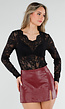 Zwarte Kanten Top met Lange Mouwen