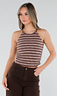 Bruine Gestreepte Padded Top