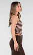 Bruine Gestreepte Halter Crop Top met Pads