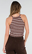 Bruine Gestreepte Halter Crop Top met Pads