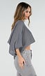 Grijze Losvallende Cropped Top met Vleermuismouwen