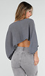 Grijze Losvallende Cropped Top met Vleermuismouwen