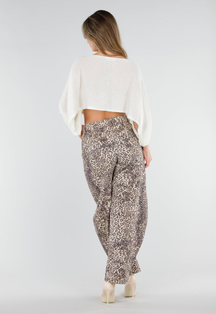 Crème Cropped Top met Vleermuismouwen