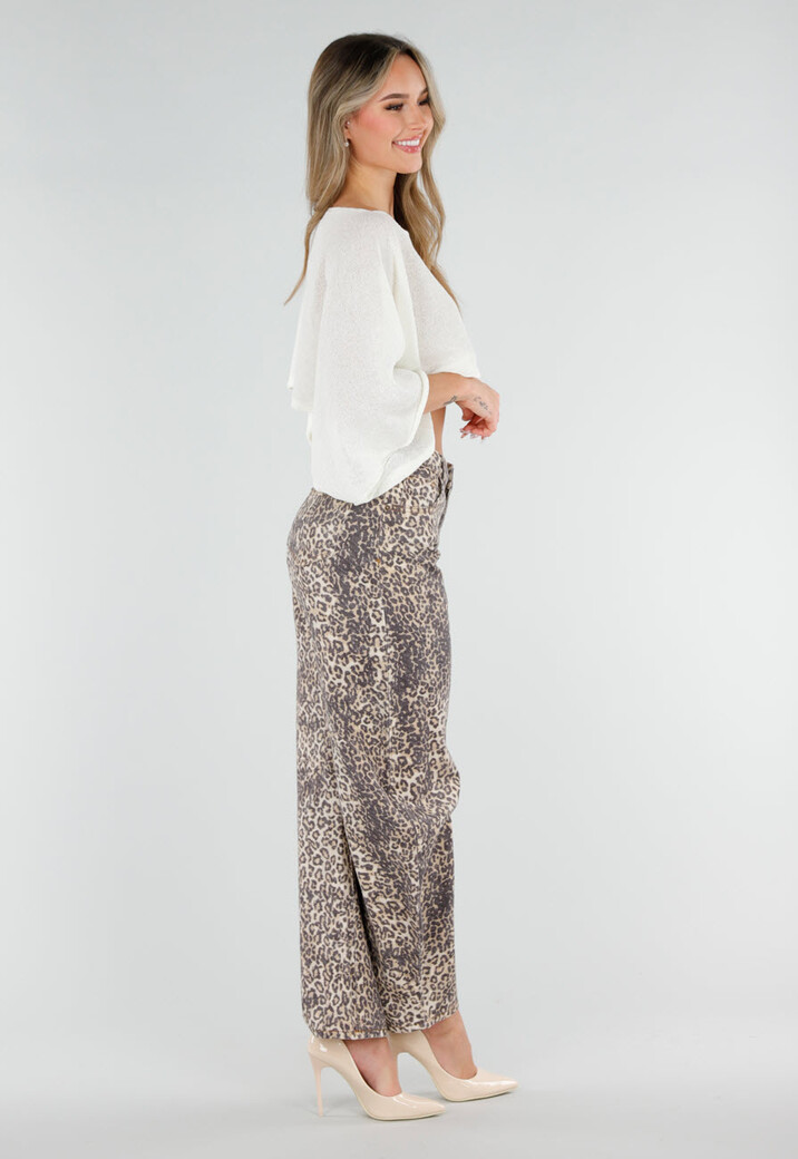 Crème Cropped Top met Vleermuismouwen