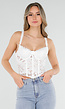 Witte Kanten Korset Top met Vetersluiting