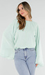 Turquoise Blouse met Wijde Lange Mouwen