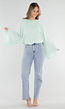 Turquoise Blouse met Wijde Lange Mouwen