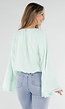 Turquoise Blouse met Wijde Lange Mouwen