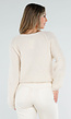 Beige Gebreide Twist Crop Trui met Lange Mouwen en V-Hals