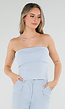 Lichtblauwe Bandeau Rib Top met Stretch