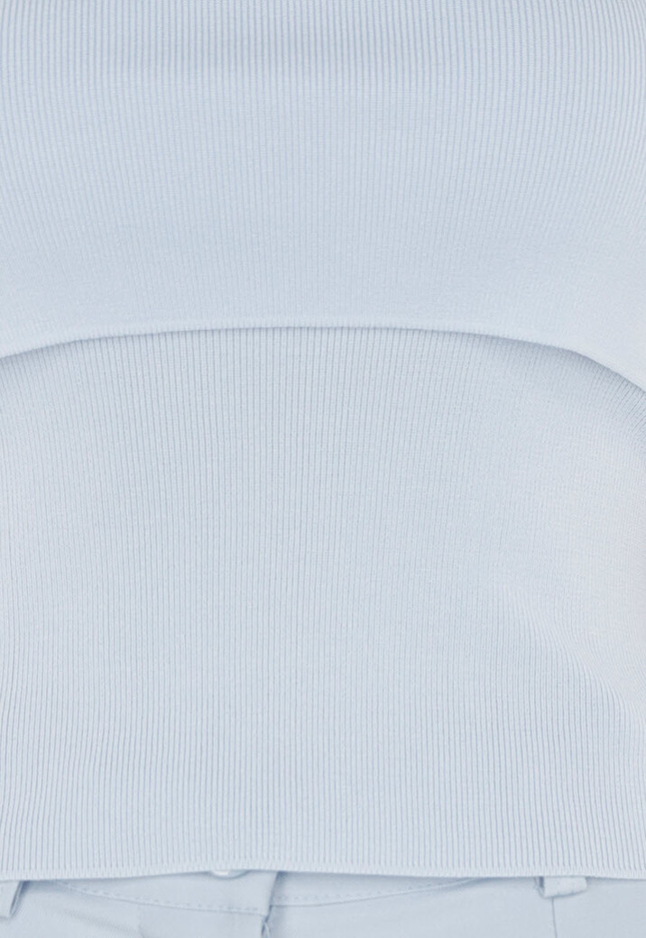 Lichtblauwe Bandeau Rib Top met Stretch