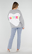 Grijze Oversized Sweater met Good Vibes Print