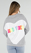 Grijze Oversized Sweater met Good Vibes Print