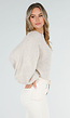 Beige Fijngebreide Trui met Boothals en Ballonmouwen