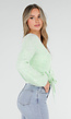 Mintgroene Wollen Wikkel Trui met Lange Ballonmouwen