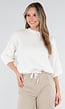 Witte Wolmix Trui met Halflange Mouwen