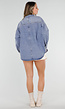 Blauwe Denim Blouse met Oversized Knopen en Lange Mouwen