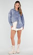 Blauwe Denim Blouse met Oversized Knopen en Lange Mouwen