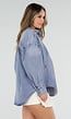 Blauwe Denim Blouse met Oversized Knopen en Lange Mouwen